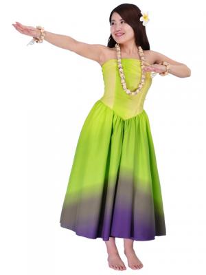 Hula Strapless Gradation Dress / Green & Purple  / G1975gp