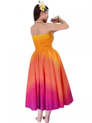Hula Strapless Gradation Dress / Orange & Pink  / G1975opi