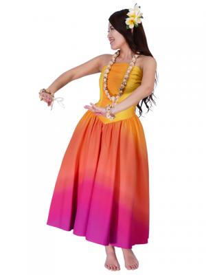 Hula Strapless Gradation Dress / Orange & Pink  / G1975opi
