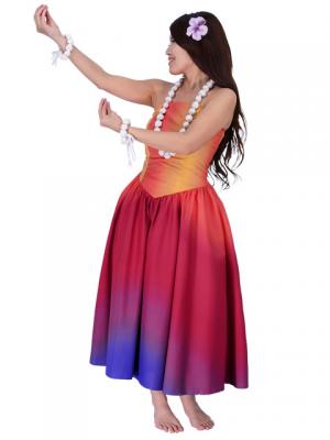 Hula Strapless Gradation Dress / Red & Purple  / G1975rp