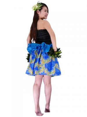 Tahitian Skirt with Maile Print / Blue / J1991