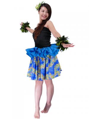 Tahitian Skirt with Maile Print / Blue / J1991