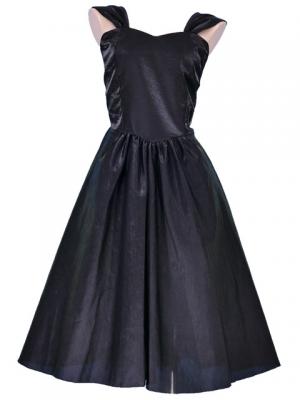Hula Shantung Midi Dress / Black / G1993b