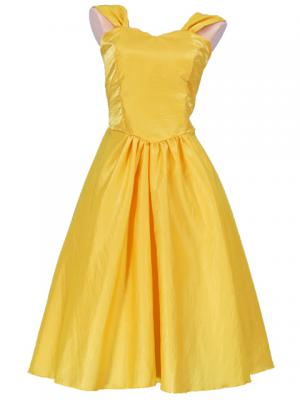 Hula Shantung Midi Dress / Yellow / G1993y