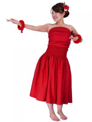 Hula Draping Tube Top & Pa'u Skirt Set-Up / Red / G2019r