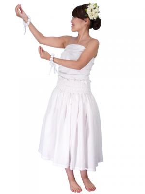 Hula Draping Tube Top & Pa'u Skirt Set-Up / White / G2019w