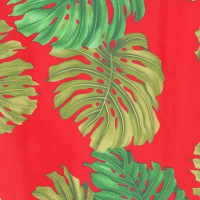 Hula Pa'u Skirt with a cord / Monstera / Red / J2021r