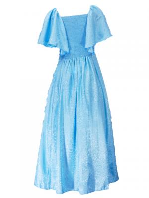 Hula Frill Sleeve Long Dress / Light Blue / J2023lb