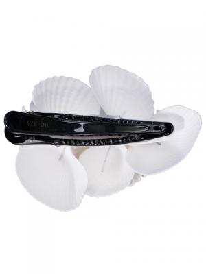 Hula Hair Clip / Tiare, Shell, and Pearl / White / J2050