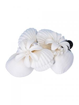Hula Hair Clip / Tiare, Shell, and Pearl / White / J2050
