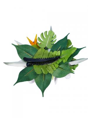 Hula Hair Clip / Pulumeria and Bird of Paradise / Coral Pink / J2051cp
