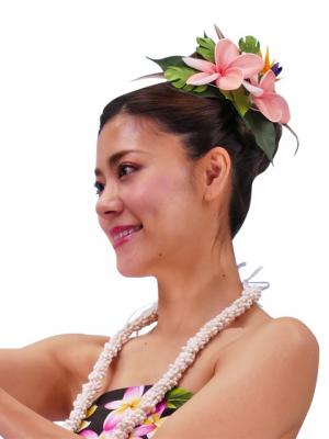 Hula Hair Clip / Pulumeria and Bird of Paradise / Coral Pink / J2051cp