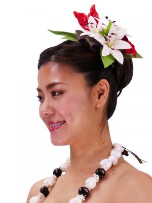 Hula Hair Clip / Lilly and Torch Ginger / Red / J2052wr