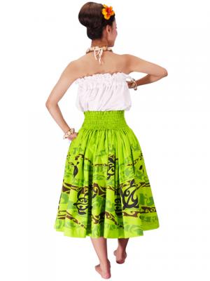 Hula Pa'u Skirt with Honu Print / Green /J2064