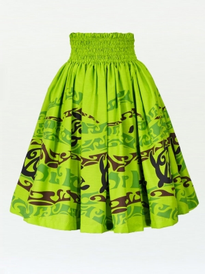 Hula Pa'u Skirt with Honu Print / Green /J2064