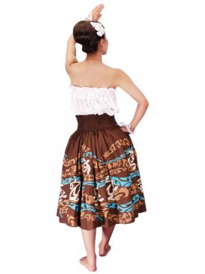 Hula Pa'u Skirt with Honu Print / Brown /J2066