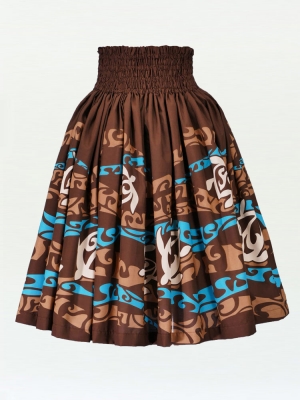 Hula Pa'u Skirt with Honu Print / Brown /J2066