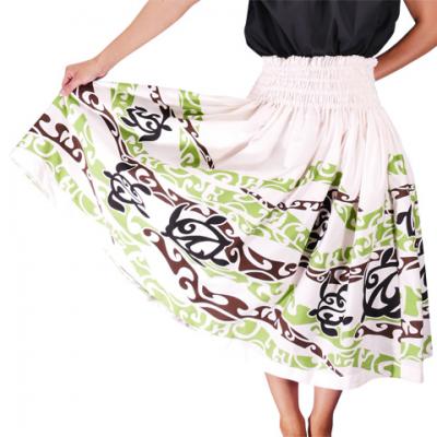 Hula Pa'u Skirt with Honu Print / White /G2070