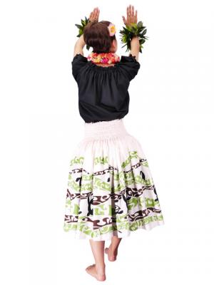 Hula Pa'u Skirt with Honu Print / White /G2070