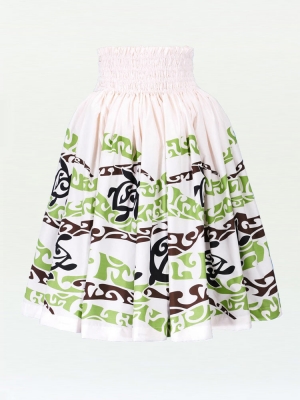 Hula Pa'u Skirt with Honu Print / White /G2070