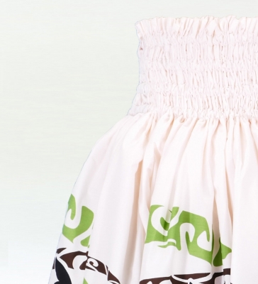 3-PIECE SET / Hula Pa'u Skirt /  Honu Print / White / J2070-3