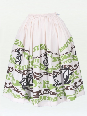 Hula Pa'u Skirt with a cord / Honu / White / G2081w