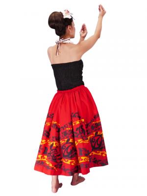 Hula Pa'u Skirt with a cord / Honu / Red / G2081r