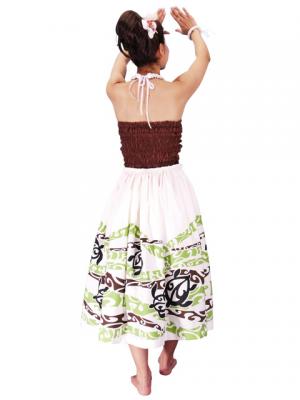 Hula Pa'u Skirt with a cord / Honu / White / G2081w