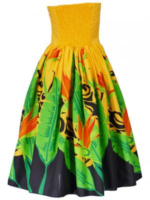 Hula Strapless Dress with Bird of Paradise / Yellow  / G2090y
