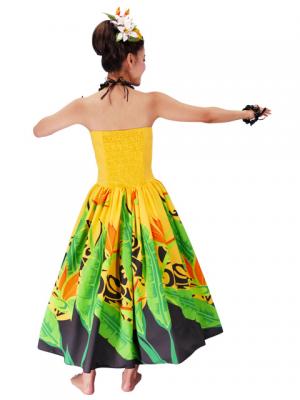 Hula Strapless Dress with Bird of Paradise / Yellow  / G2090y