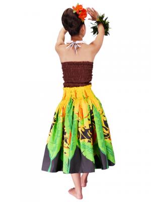 Hula Pa'u Skirt with Bird of Paradise Print / Yellow /G2096