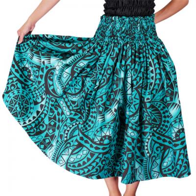 Hula Pa'u Skirt with Kahiko Print / Green /G2100