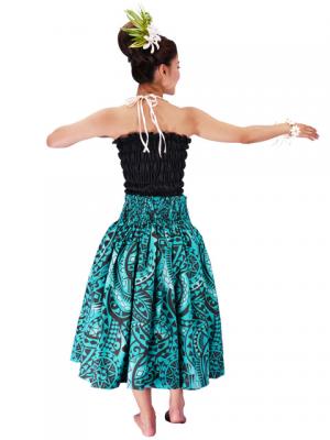 Hula Pa'u Skirt with Kahiko Print / Green /G2100