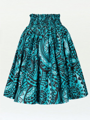 Hula Pa'u Skirt with Kahiko Print / Green /G2100