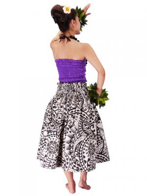 Hula Pa'u Skirt with Kahiko Print / Cream /G2102