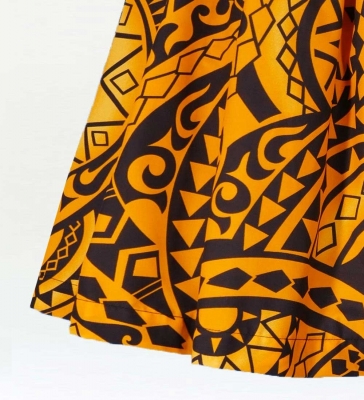 Hula Pa'u Skirt with Kahiko Print / Yellow /J2104