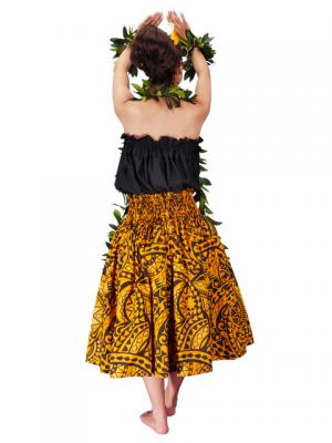 Hula Pa'u Skirt with Kahiko Print / Yellow /J2104