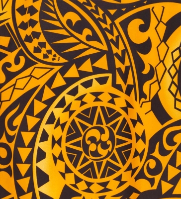Hula Pa'u Skirt with Kahiko Print / Yellow /J2104