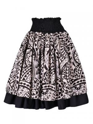 Hula Double & Reversible Pau Skirt with Kahiko  Print / Black / G2116