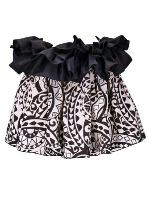 Tahitian Skirt with Kahiko Print / Cream / G2122