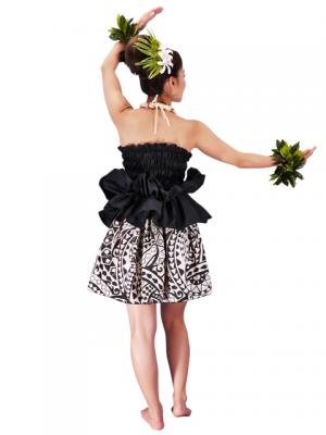 Tahitian Skirt with Kahiko Print / Cream / G2122