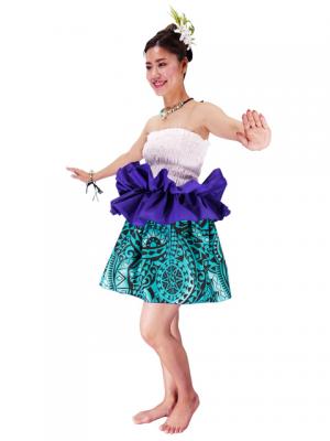 Tahitian Skirt with Kahiko Print / Green / G2123