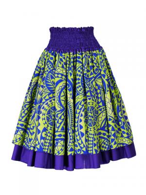 Hula Double & Reversible Pau Skirt with Kahiko  Print / Egg Plant / G2129