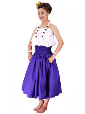 Hula Double & Reversible Pau Skirt with Kahiko  Print / Egg Plant / G2129