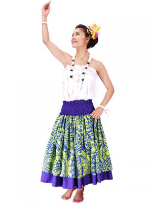 Hula Double & Reversible Pau Skirt with Kahiko  Print / Egg Plant / G2129