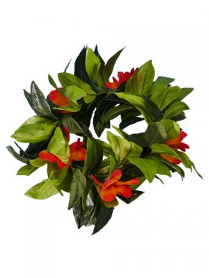 Hula Headband / Maile and Plumeria / Orange / J2135o