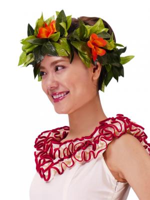 Hula Headband / Maile and Plumeria / Orange / J2135o