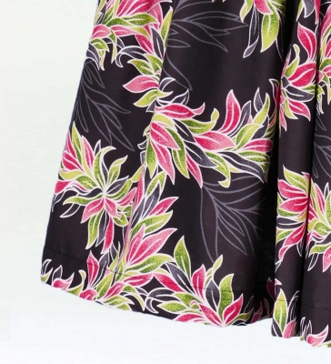 Hula Pa'u Skirt with Maile Print / Black /J2140