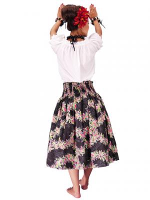 Hula Pa'u Skirt with Maile Print / Black /J2140