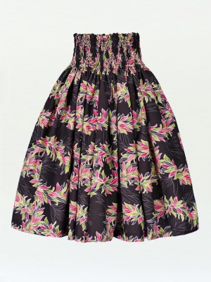 Hula Pa'u Skirt with Maile Print / Black /J2140